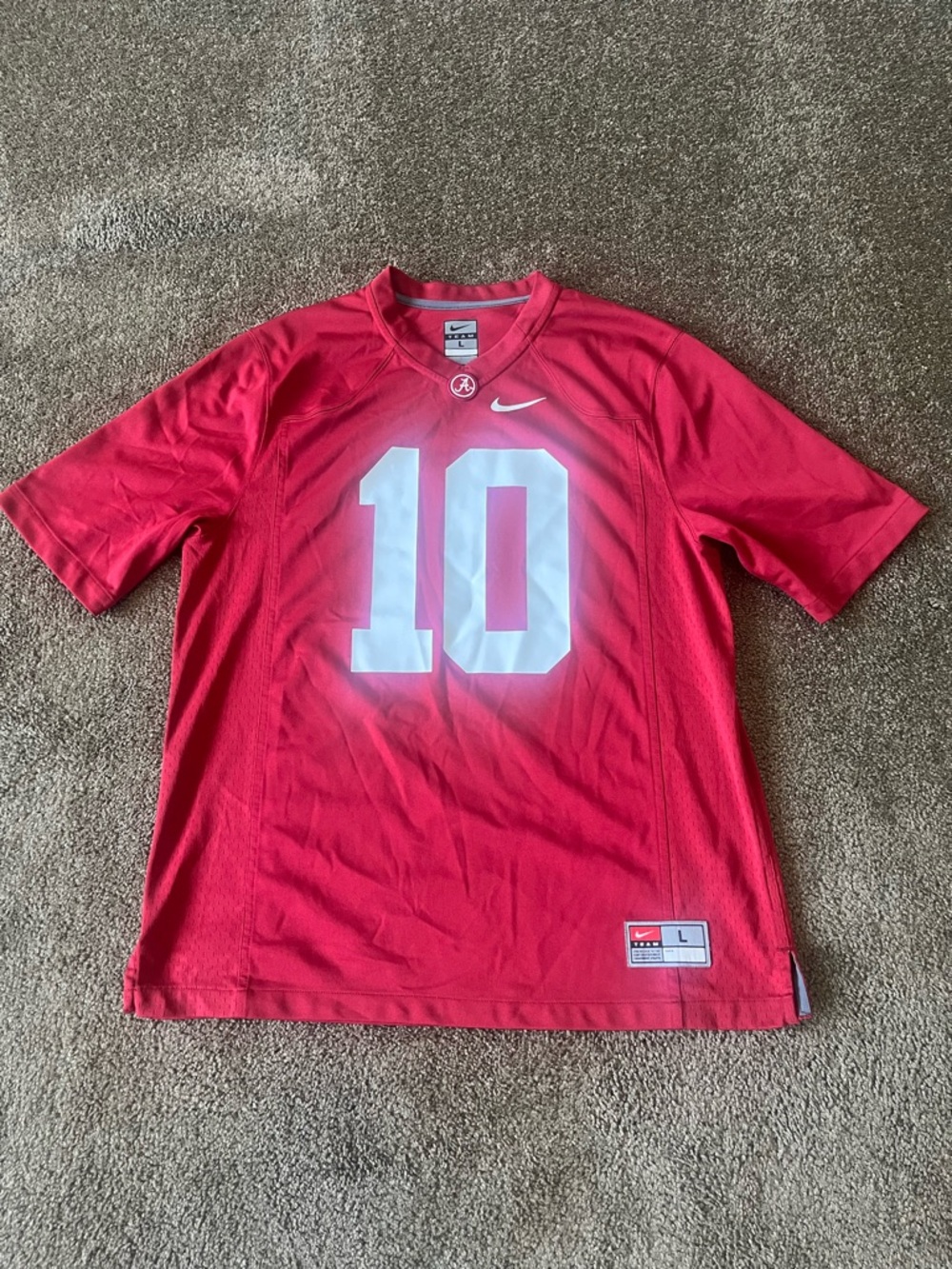 Nike Team Alabama Crimson Tide Red #10 NCAA Football Jersey Men’s L